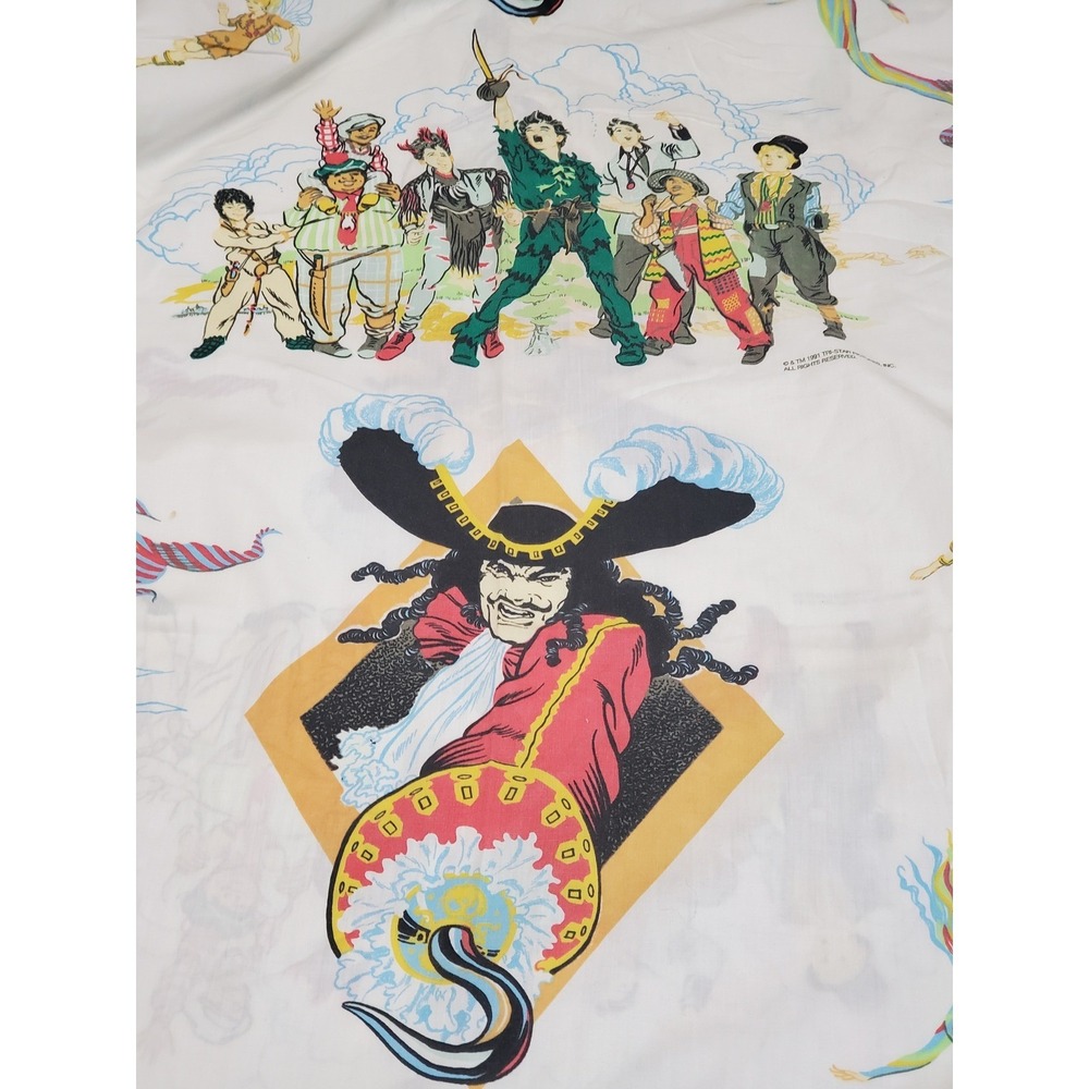 Vintage Hook Movie Peter Pan Tinkerbell Retro Twin Bedding Flat Fitted Sheet Set
